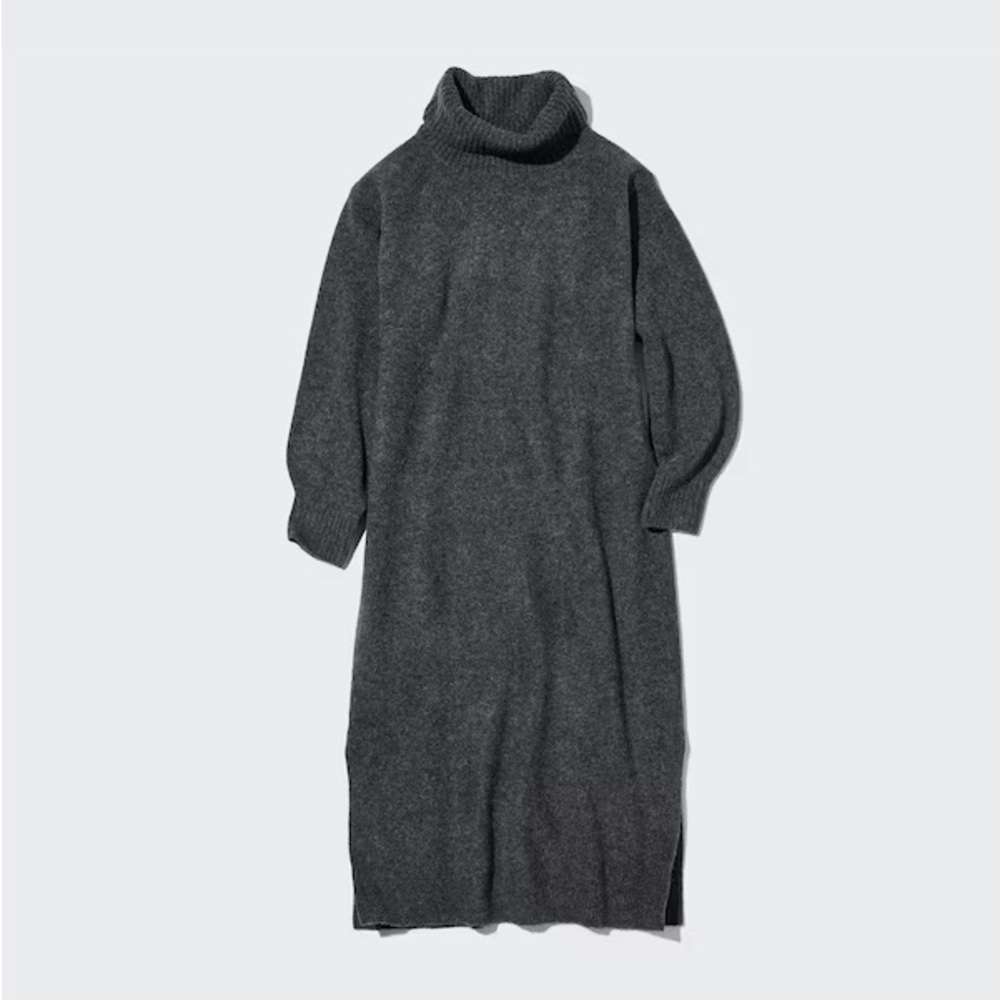Uniqlo Souffle Yarn Wool Blend Turtleneck Long-Sleeve Sweater Dress Size S